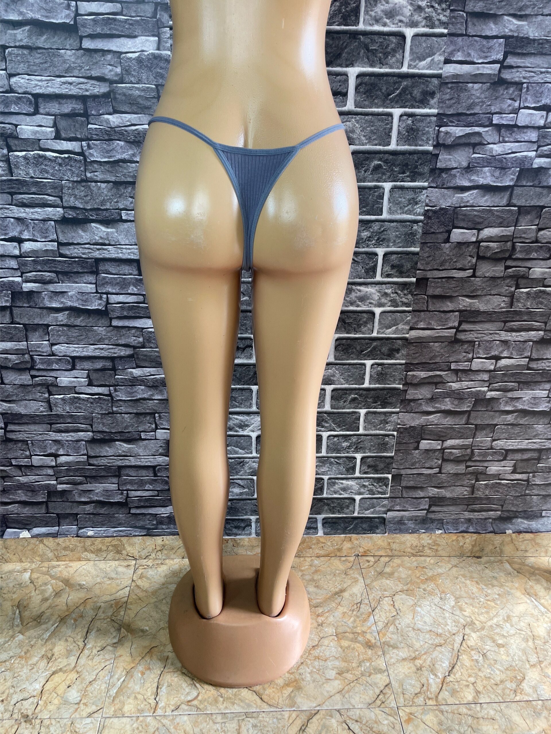 Slate Blue Lavender And Black Ring Detail Thong 3 Slate Blue Lavender And Black Ring Detail Thong - Image 3