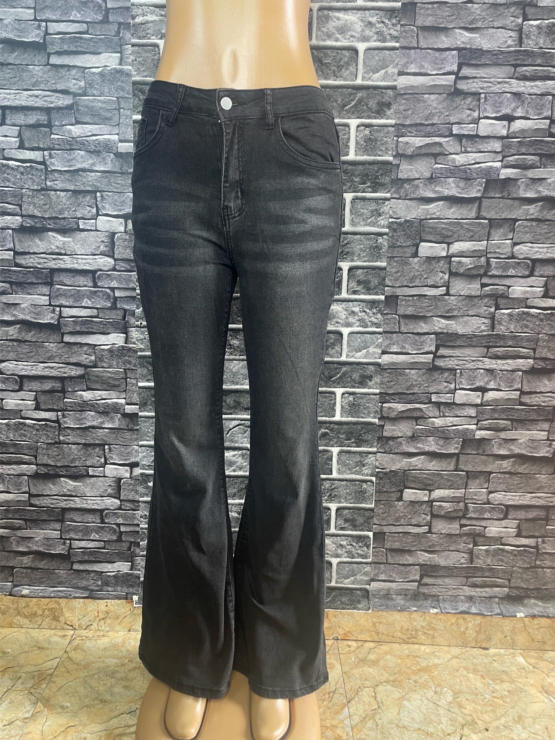Stylish Dark Grey Flare Jeans 2 Stylish Dark Grey Flare Jeans - Image 2