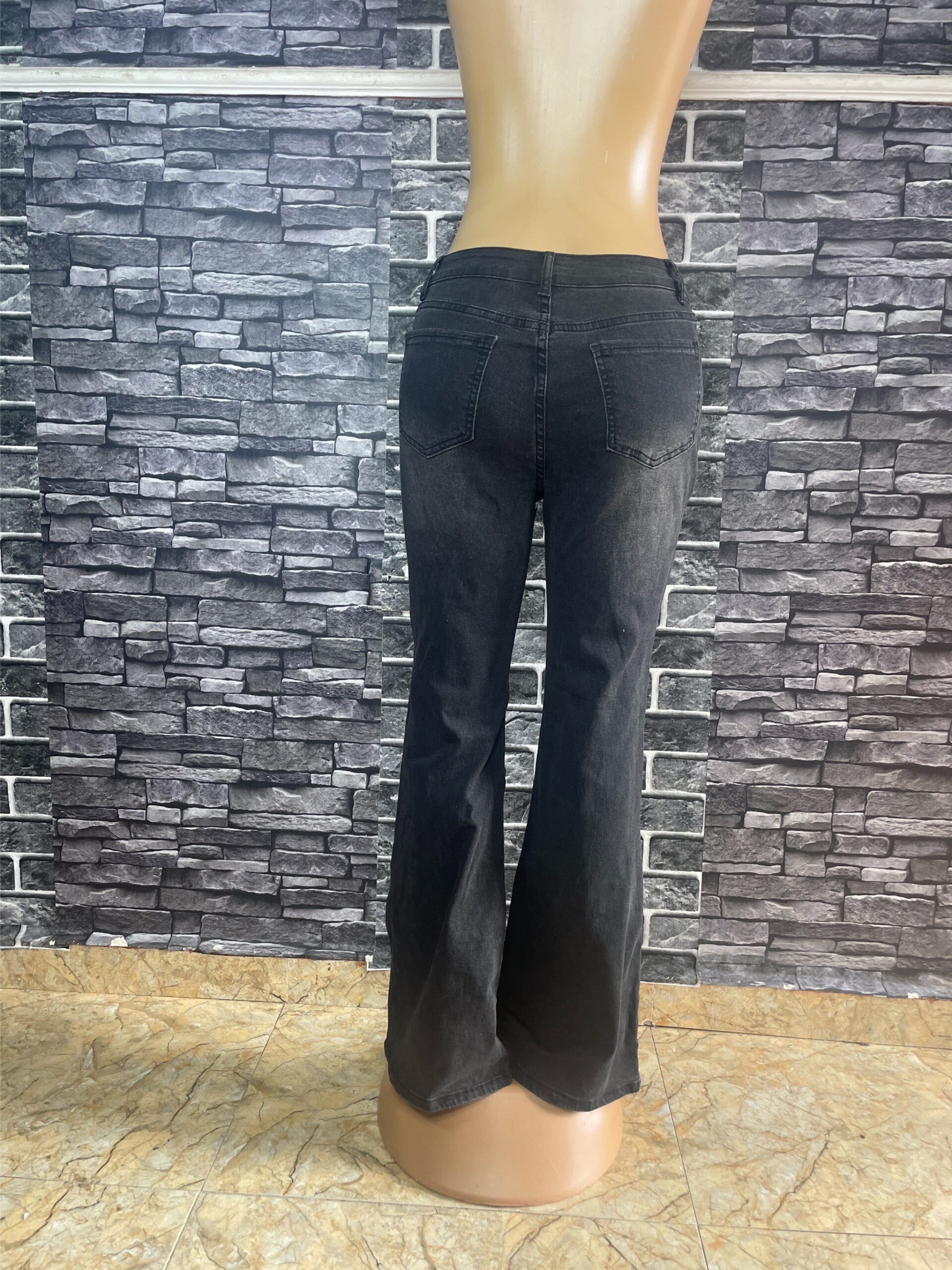 Stylish Dark Grey Flare Jeans 3 Stylish Dark Grey Flare Jeans - Image 3