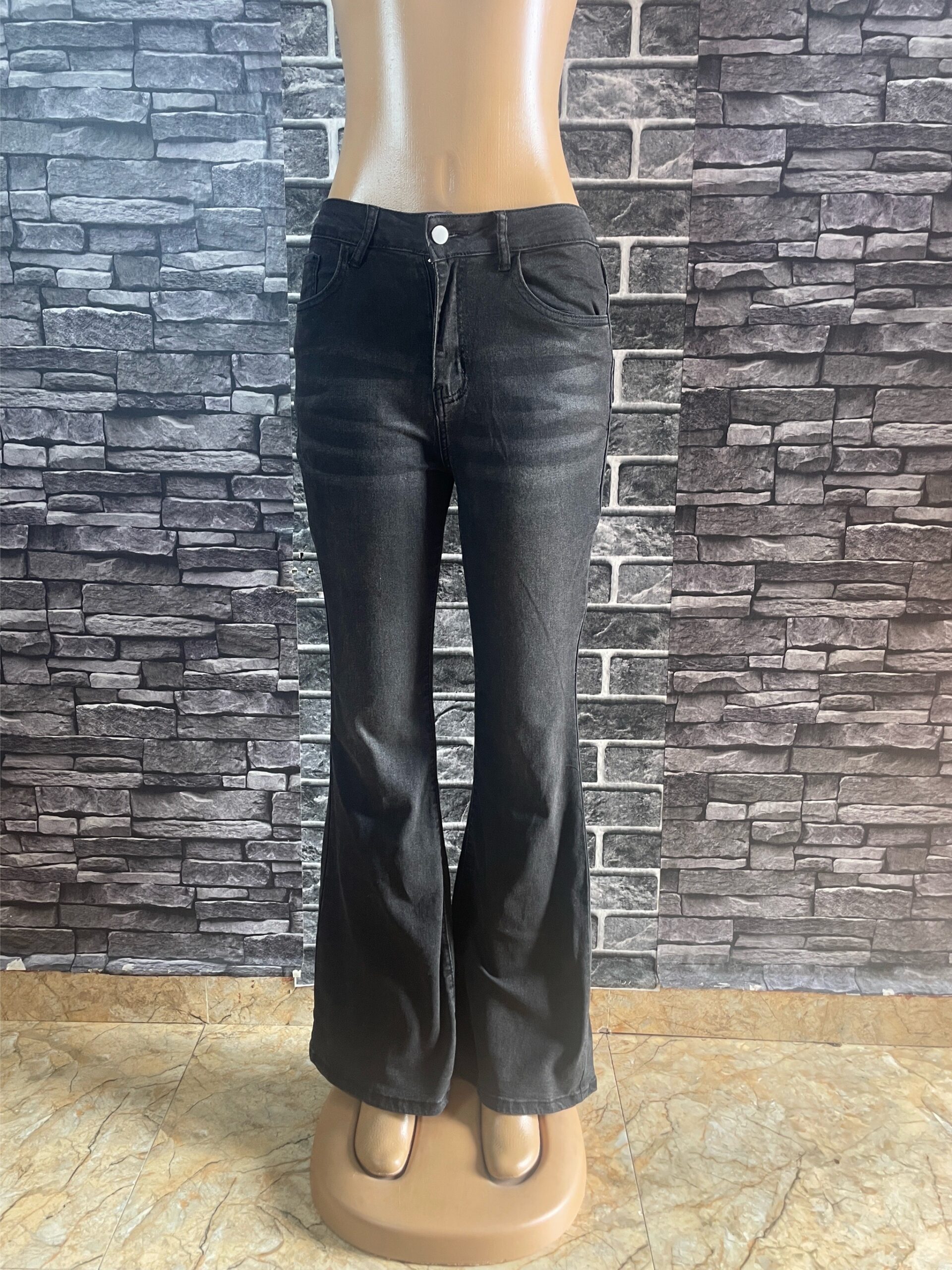 Stylish Dark Grey Flare Jeans 4 Stylish Dark Grey Flare Jeans - Image 4