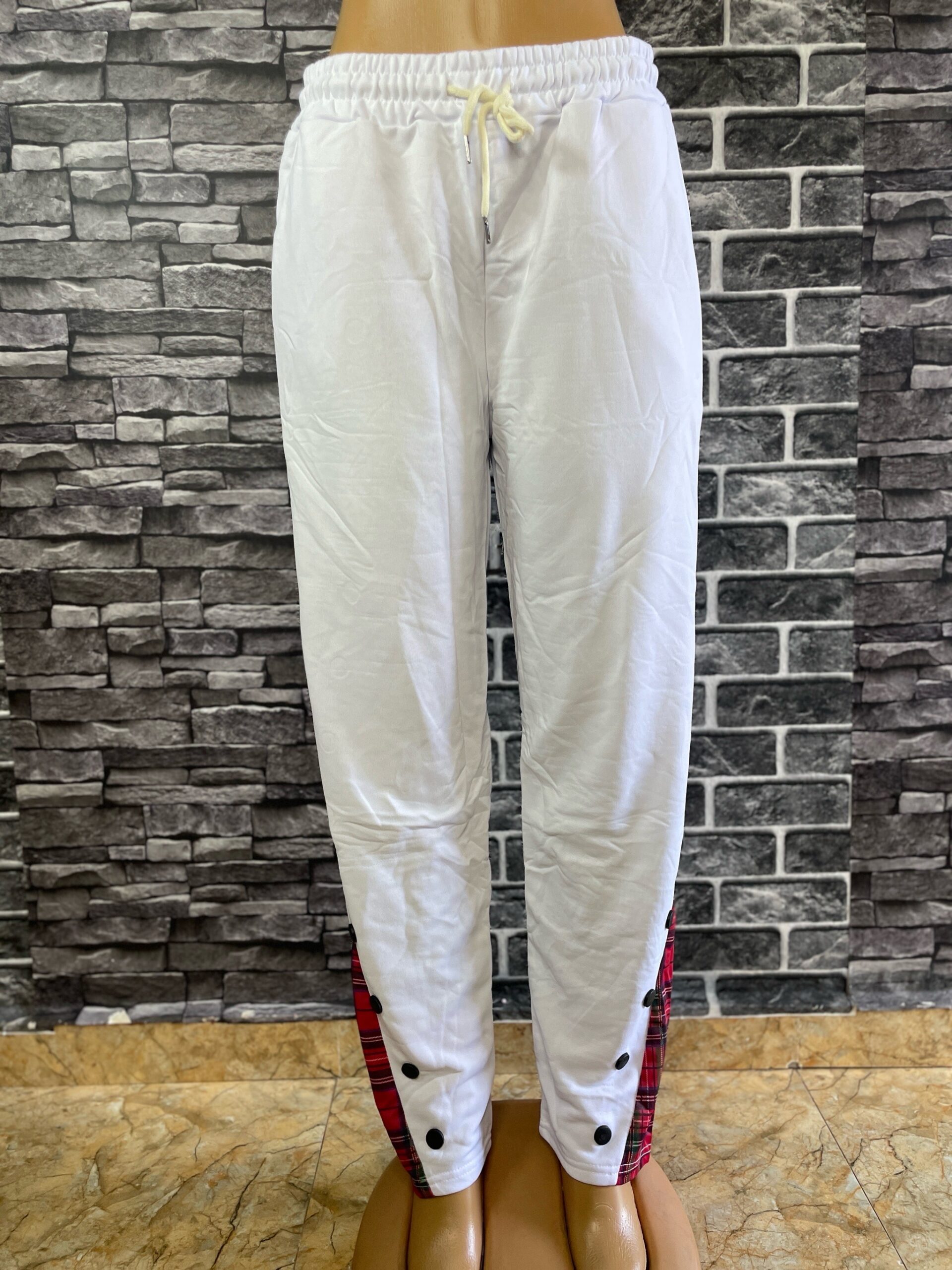 Stylish Black And White Plaid Trim Joggers 1 Stylish Black And White Plaid Trim Joggers