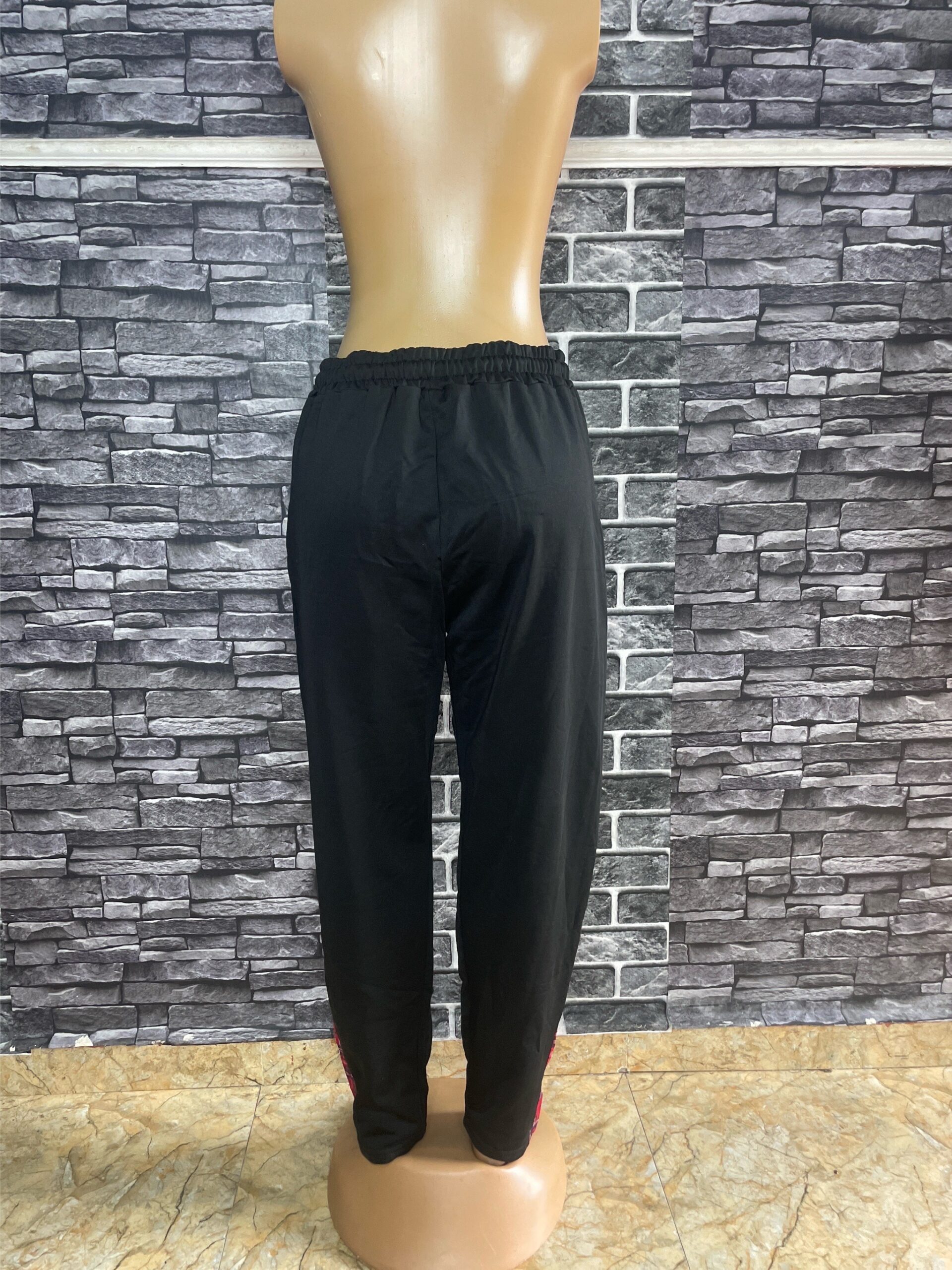 Stylish Black And White Plaid Trim Joggers 3 Stylish Black And White Plaid Trim Joggers - Image 3