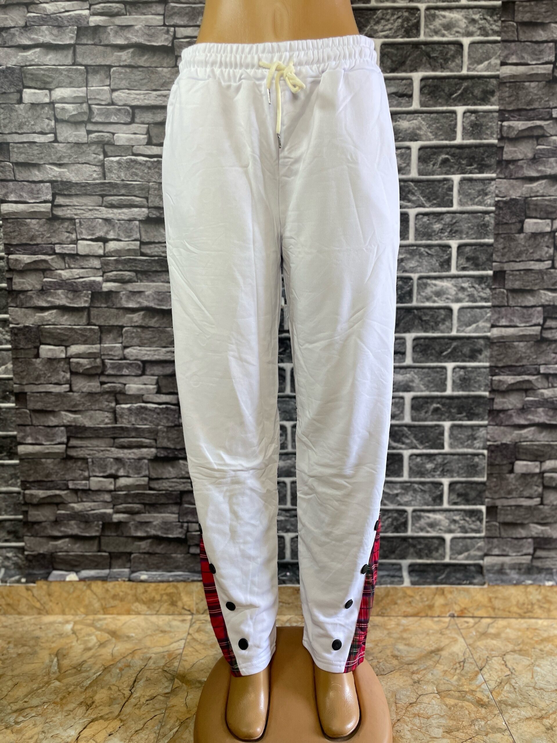 Stylish Black And White Plaid Trim Joggers 4 Stylish Black And White Plaid Trim Joggers - Image 4