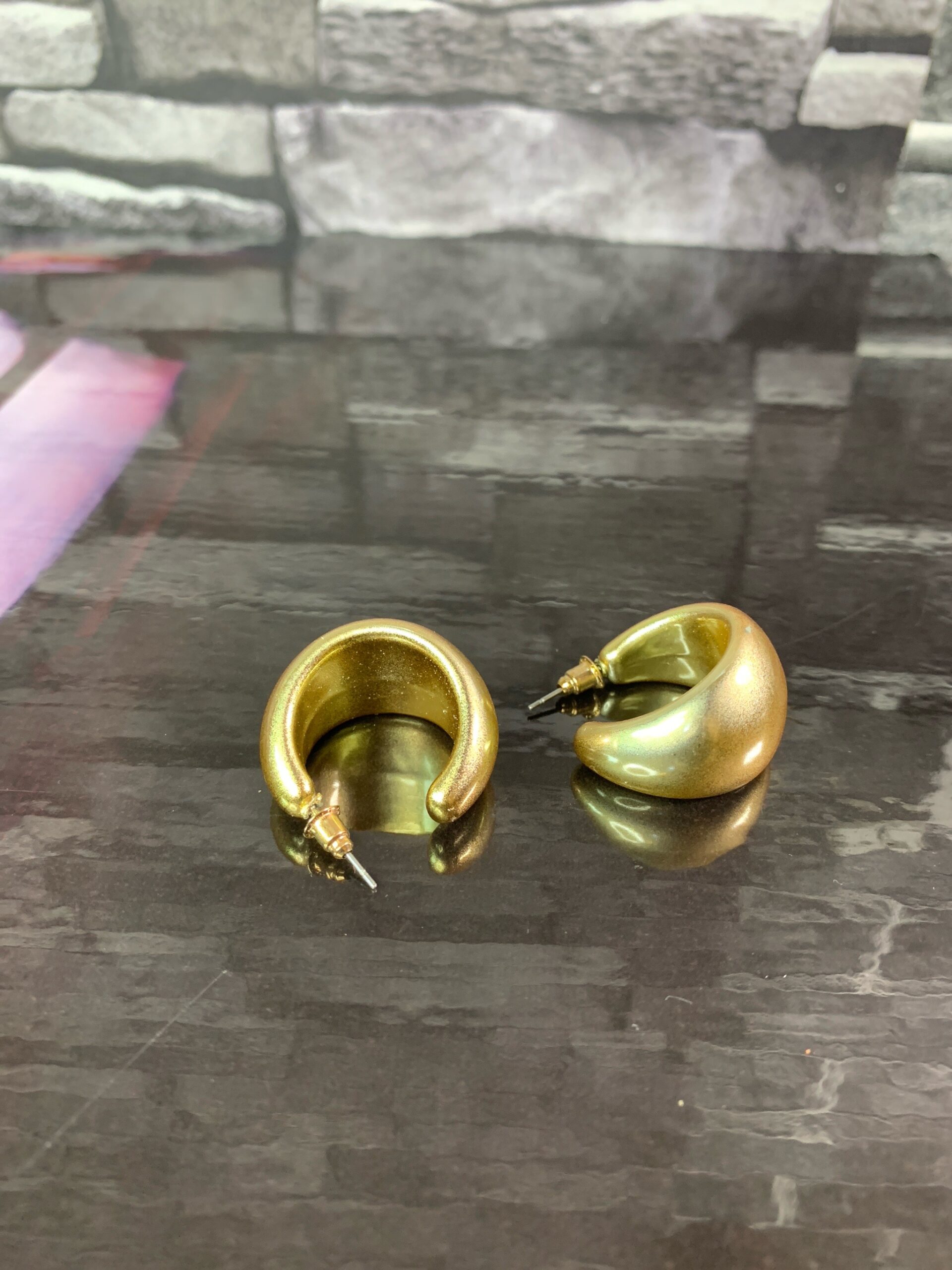 Gold Chunky Hoop Earrings 2 Gold Chunky Hoop Earrings - Image 2