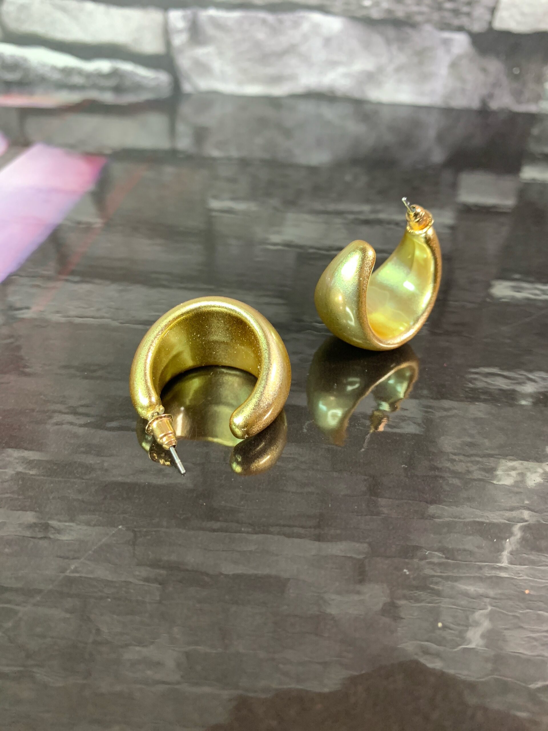 Gold Chunky Hoop Earrings 3 Gold Chunky Hoop Earrings - Image 3