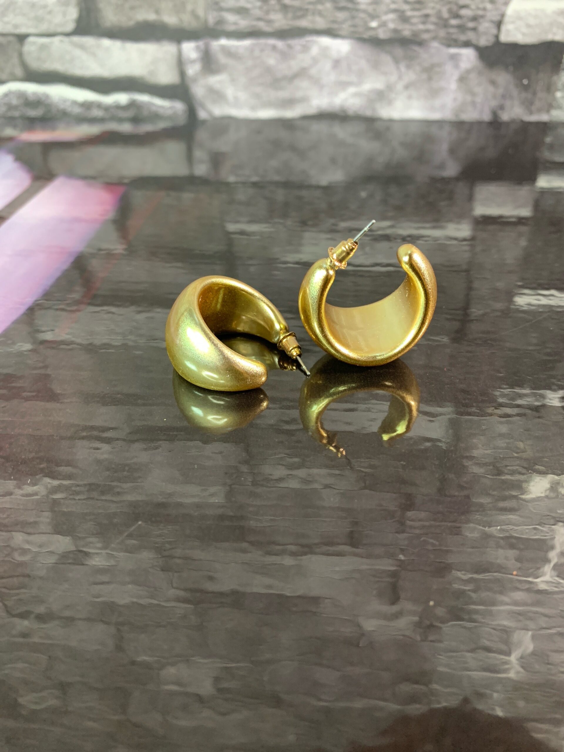 Gold Chunky Hoop Earrings 4 Gold Chunky Hoop Earrings - Image 4