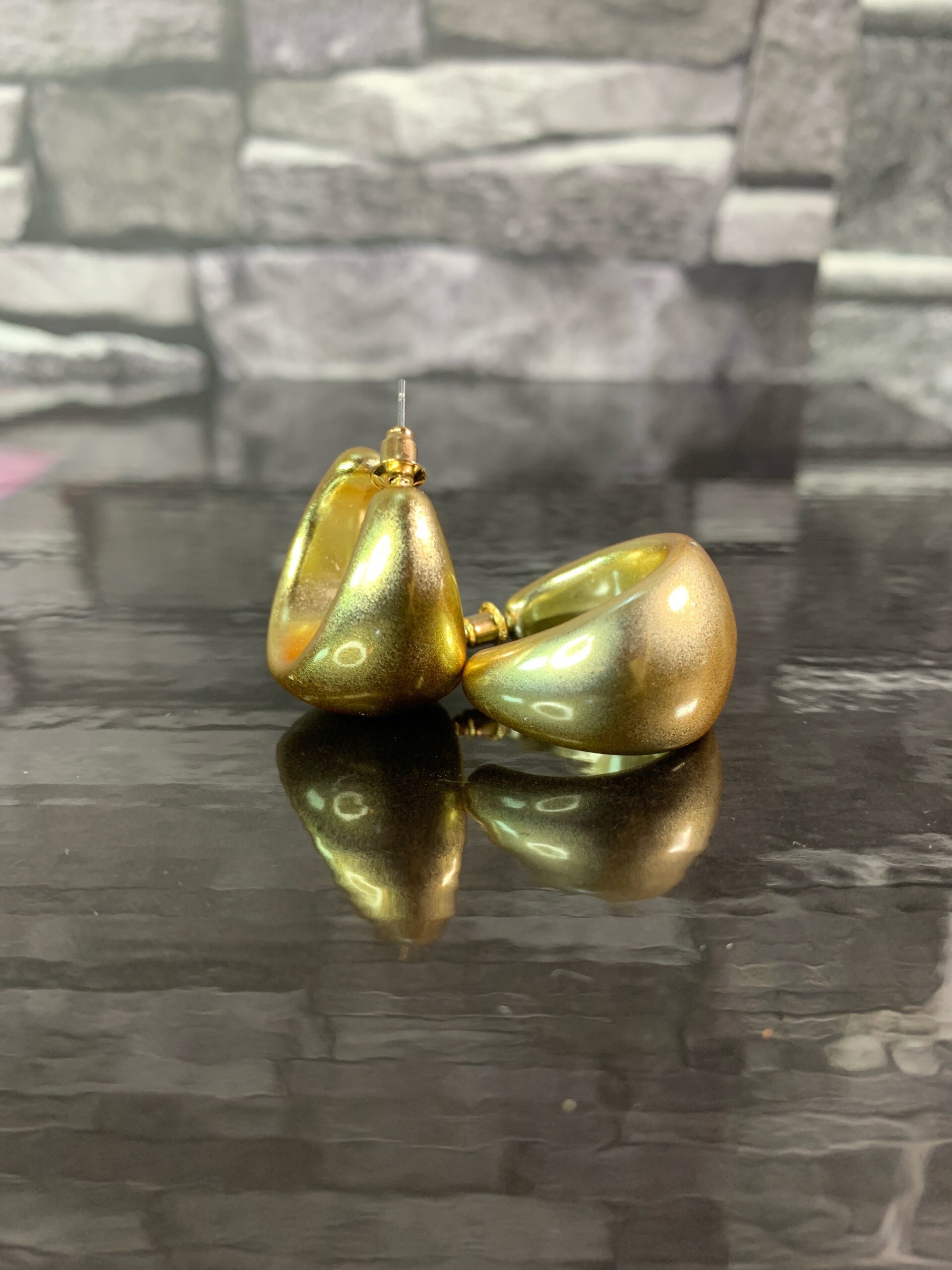 Gold Chunky Hoop Earrings 5 Gold Chunky Hoop Earrings - Image 5