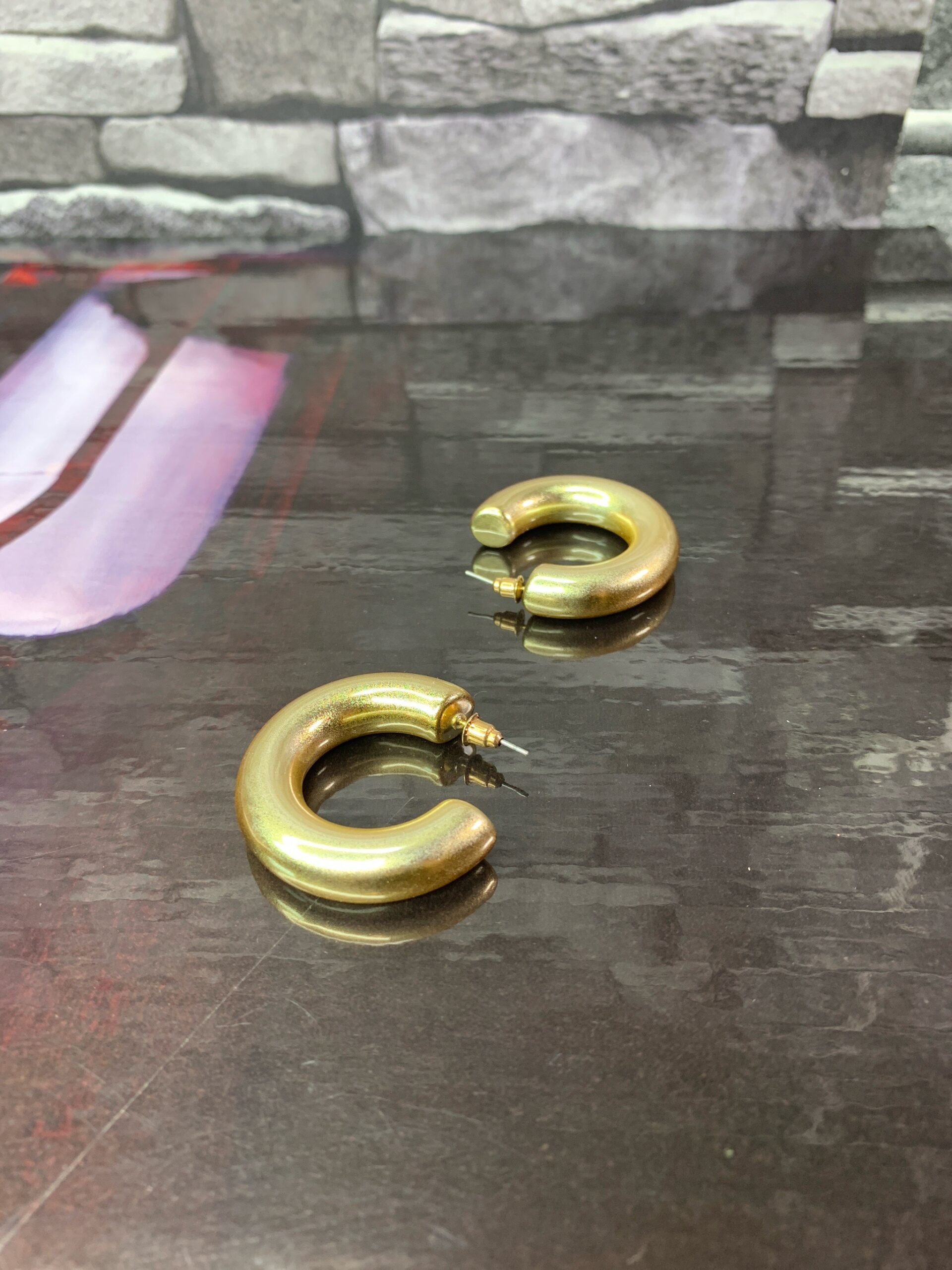 Gold Tube Hoop Earrings 1 Gold Tube Hoop Earrings