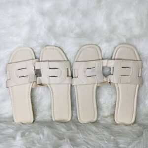 Home 12 Cream Flat Slippers