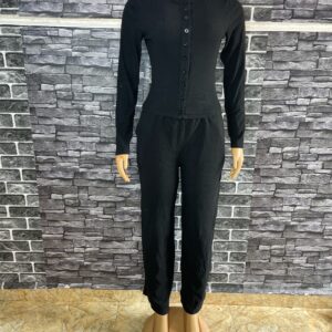 Black Button Front Two Piece Set