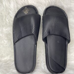 Black Ribbed Rubber Slides