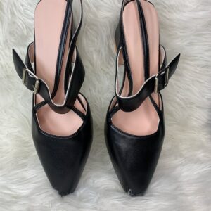 Black Pointed Toe Slingback Heels