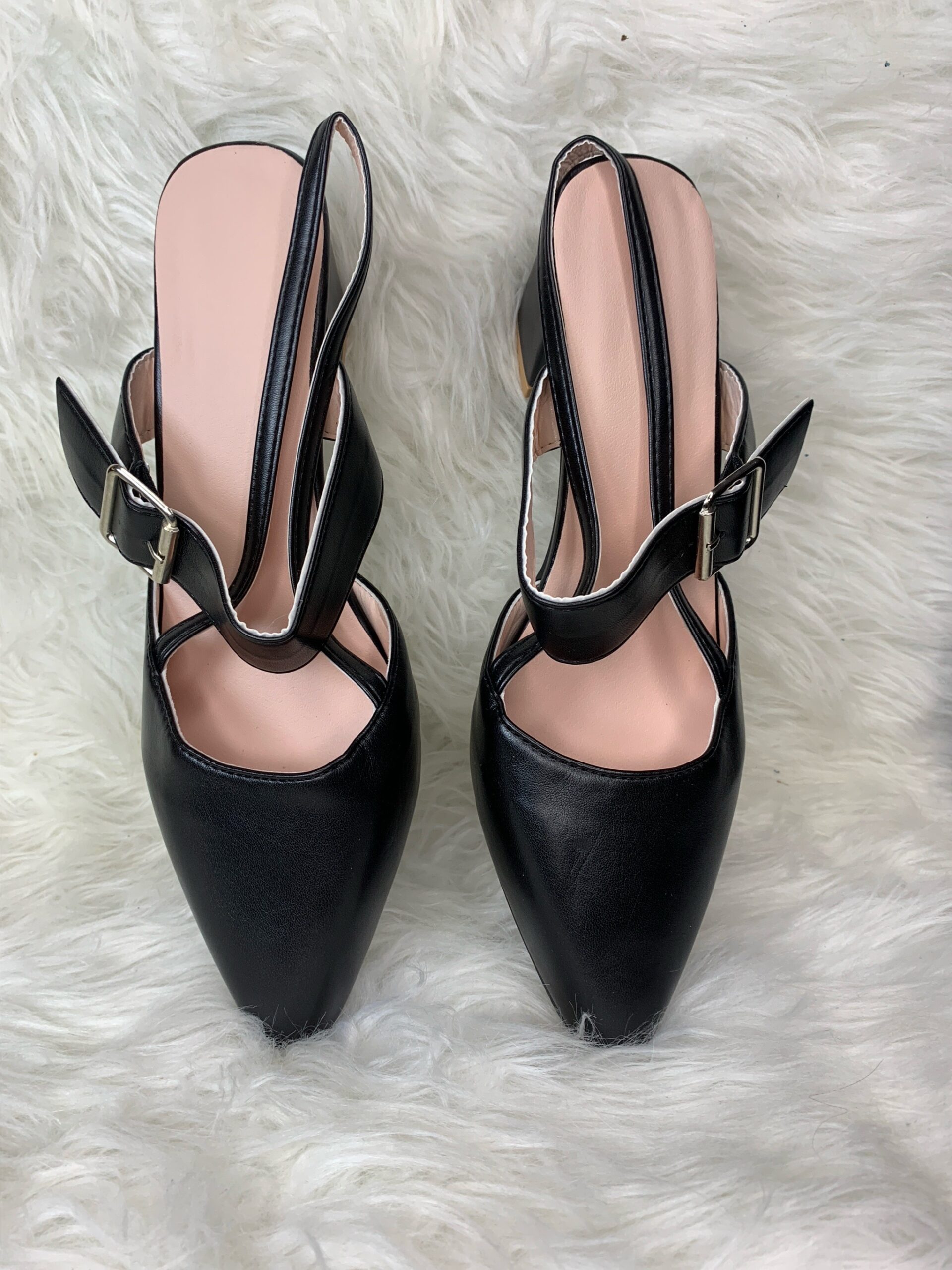Black Pointed Toe Slingback Heels 2 Black Pointed Toe Slingback Heels - Image 2