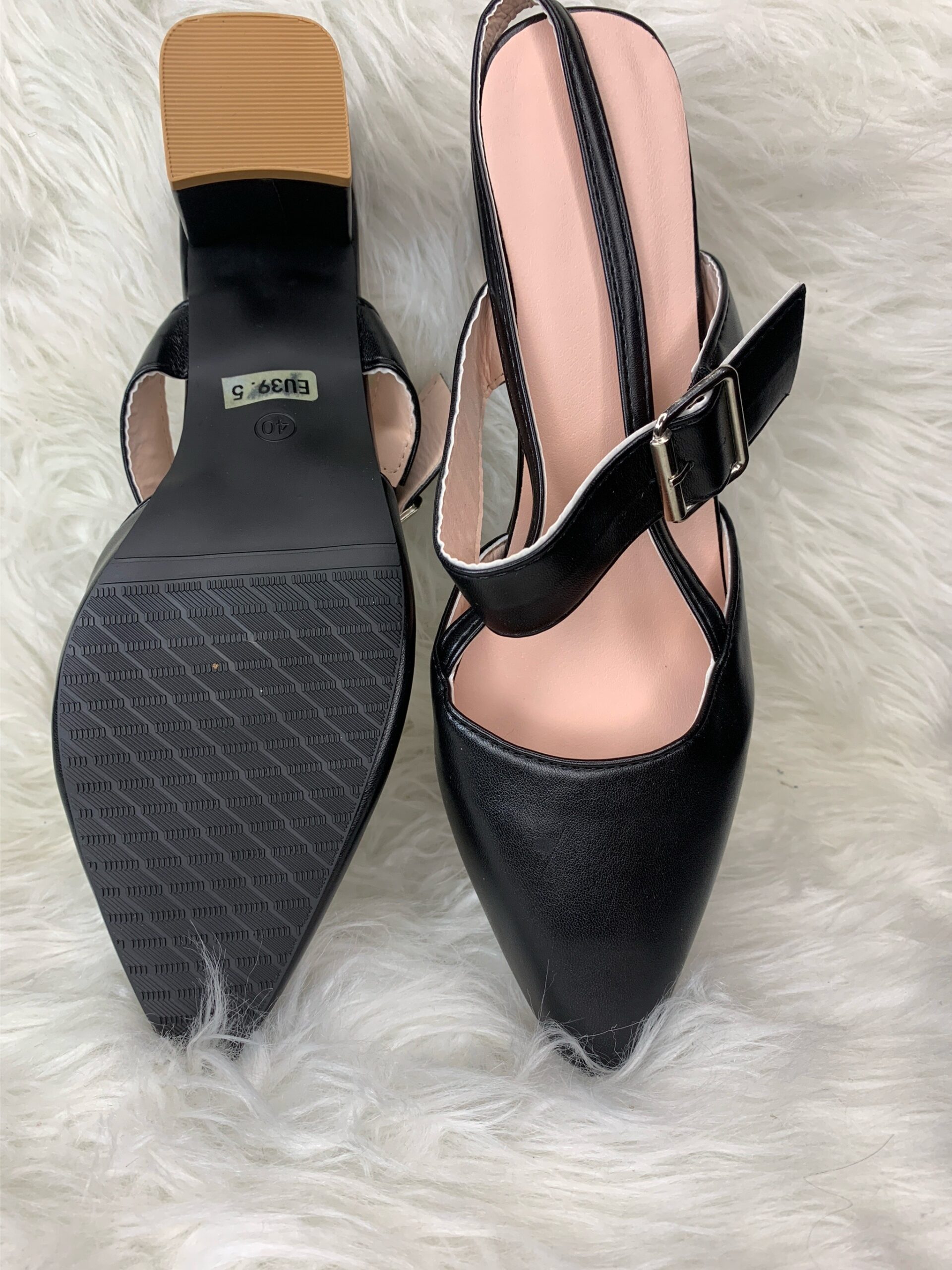 Black Pointed Toe Slingback Heels 3 Black Pointed Toe Slingback Heels - Image 3