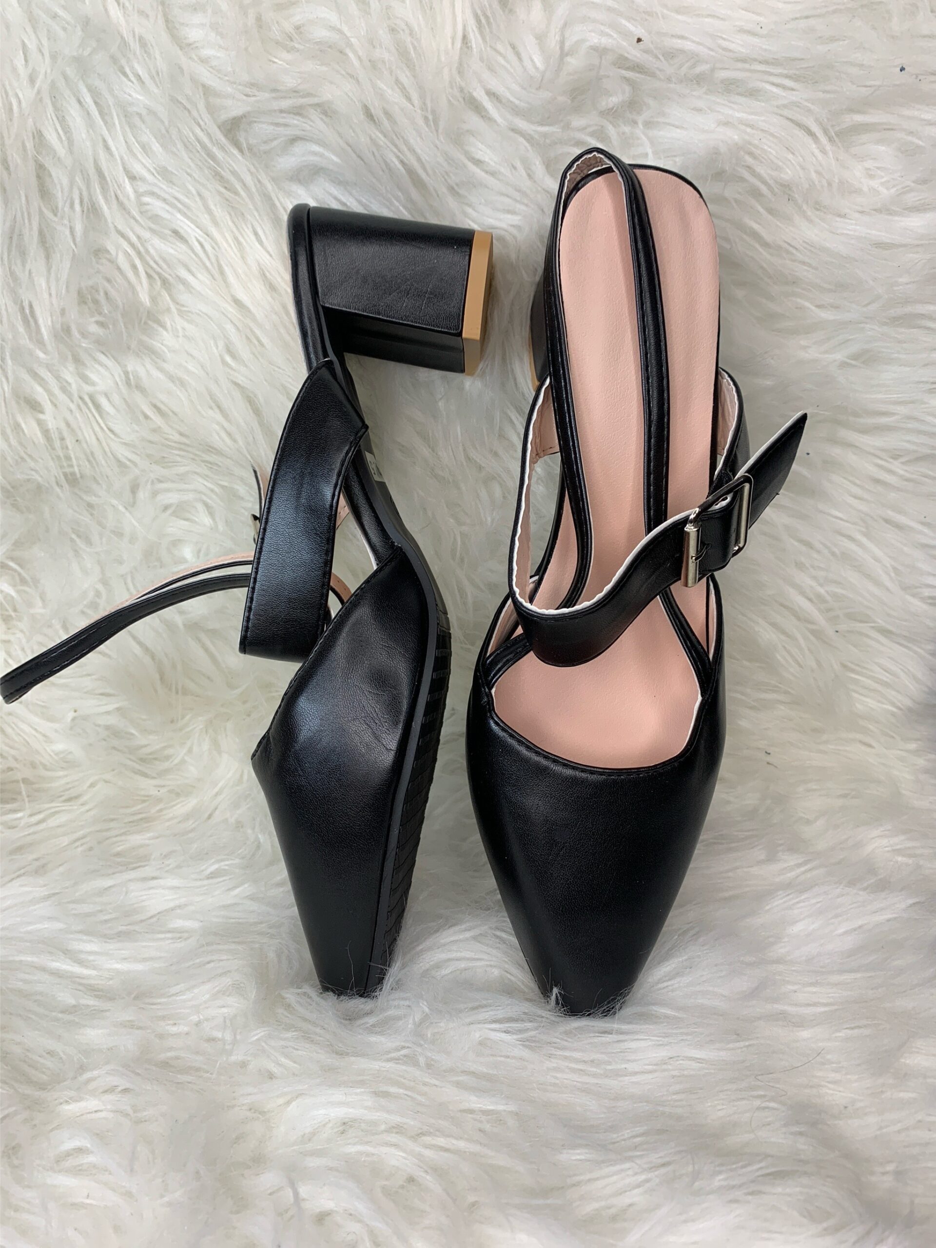 Black Pointed Toe Slingback Heels 4 Black Pointed Toe Slingback Heels - Image 4