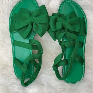 Green Bow Elastic Sandals