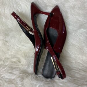 Burgundy Patent Slingback Heels