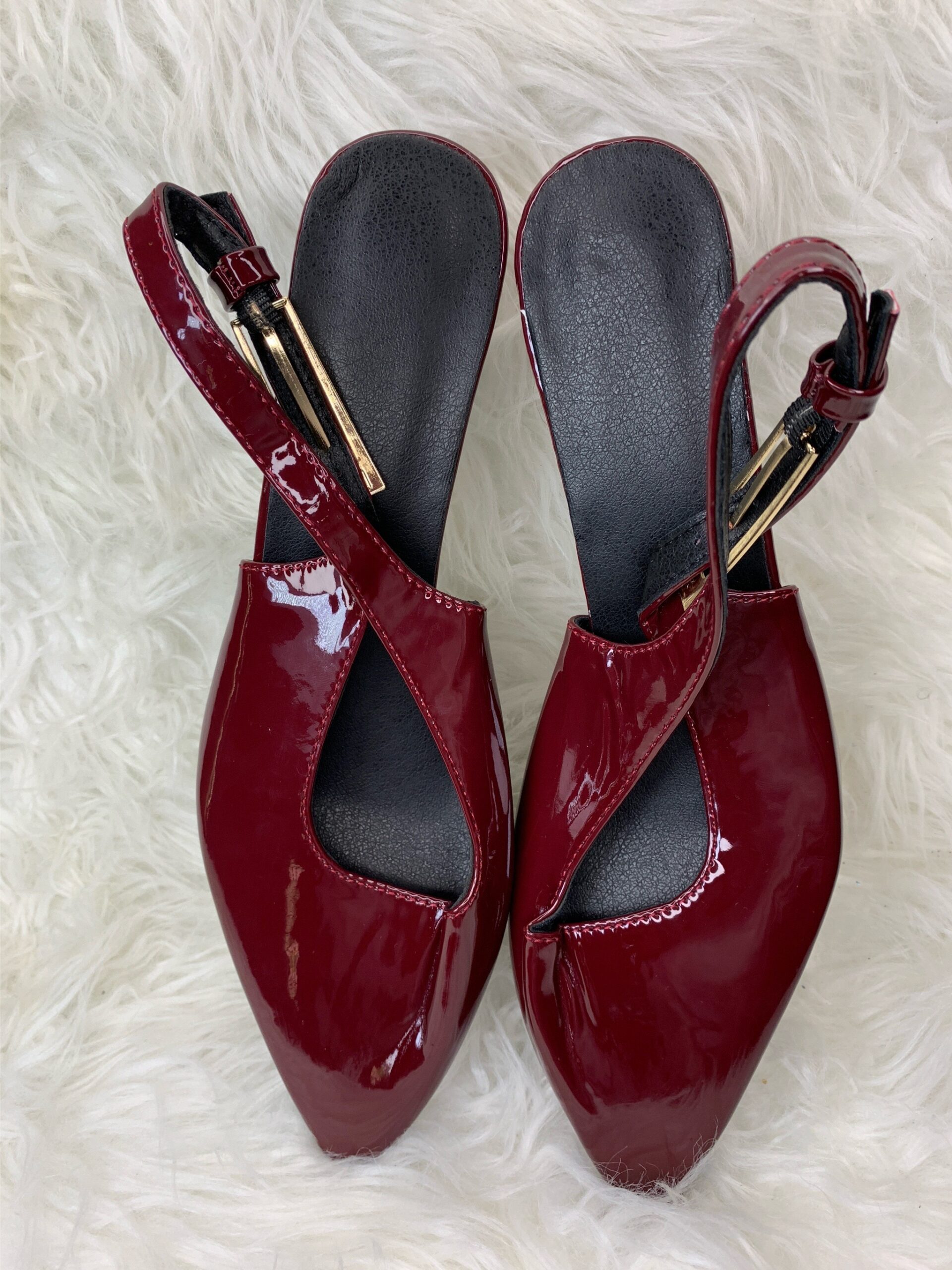 Burgundy Patent Slingback Heels 4 Burgundy Patent Slingback Heels - Image 4