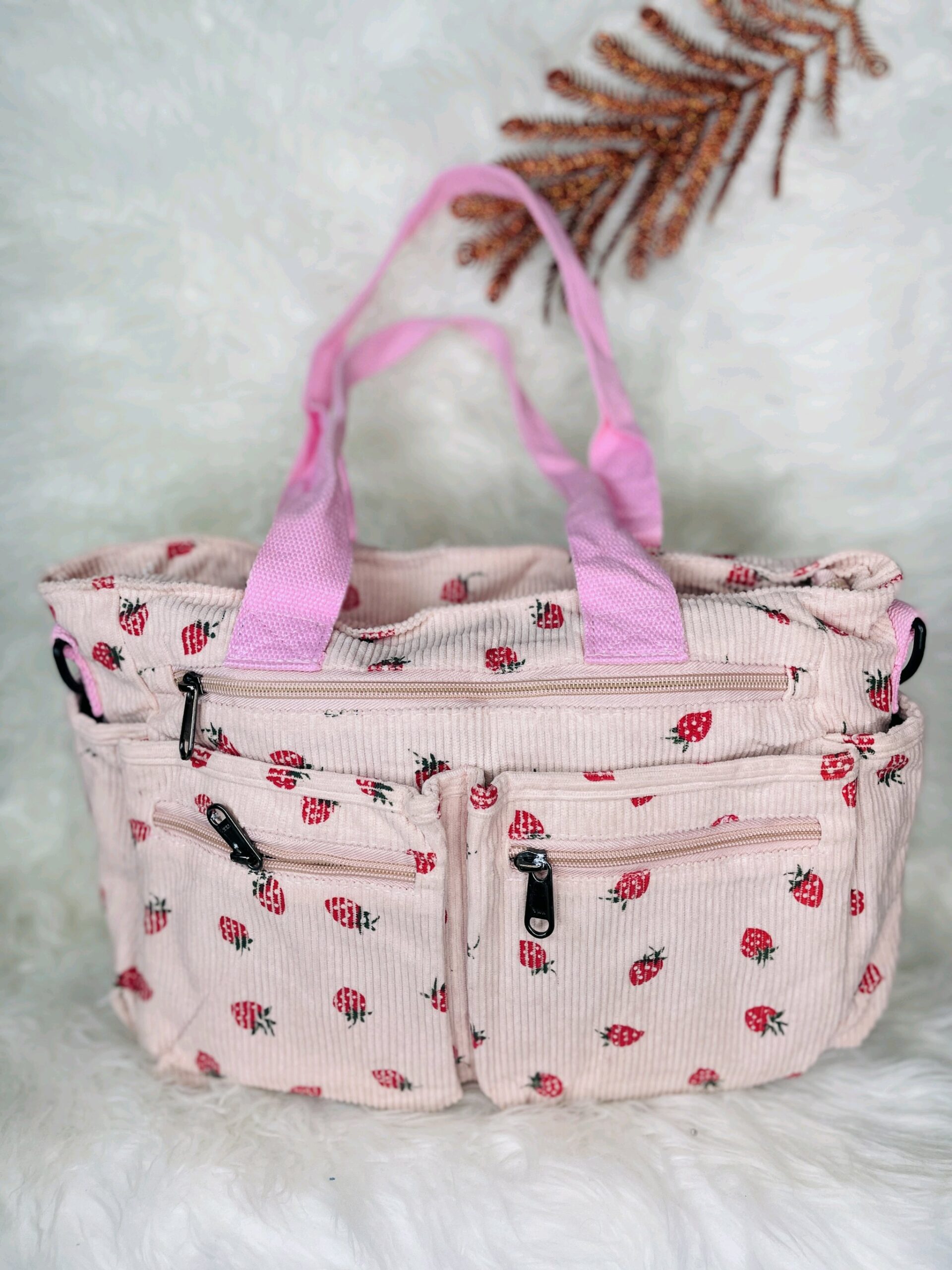 Pink Strawberry Tote Bag 2 Pink Strawberry Tote Bag - Image 2